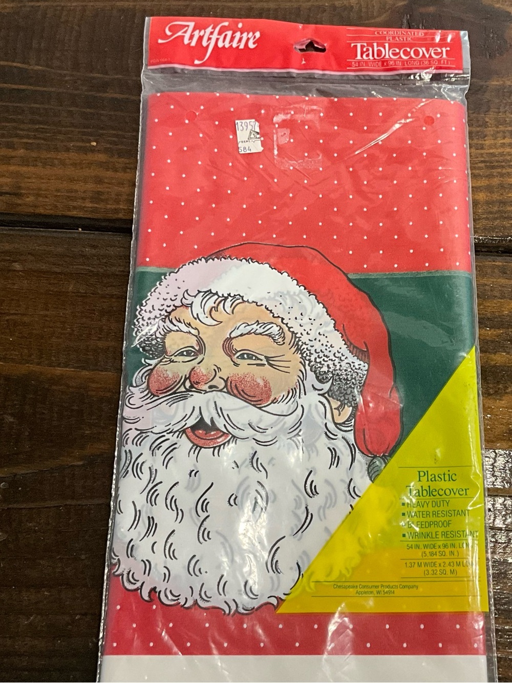 Artfaire Classic Santa Plastic Tablecloth NOS